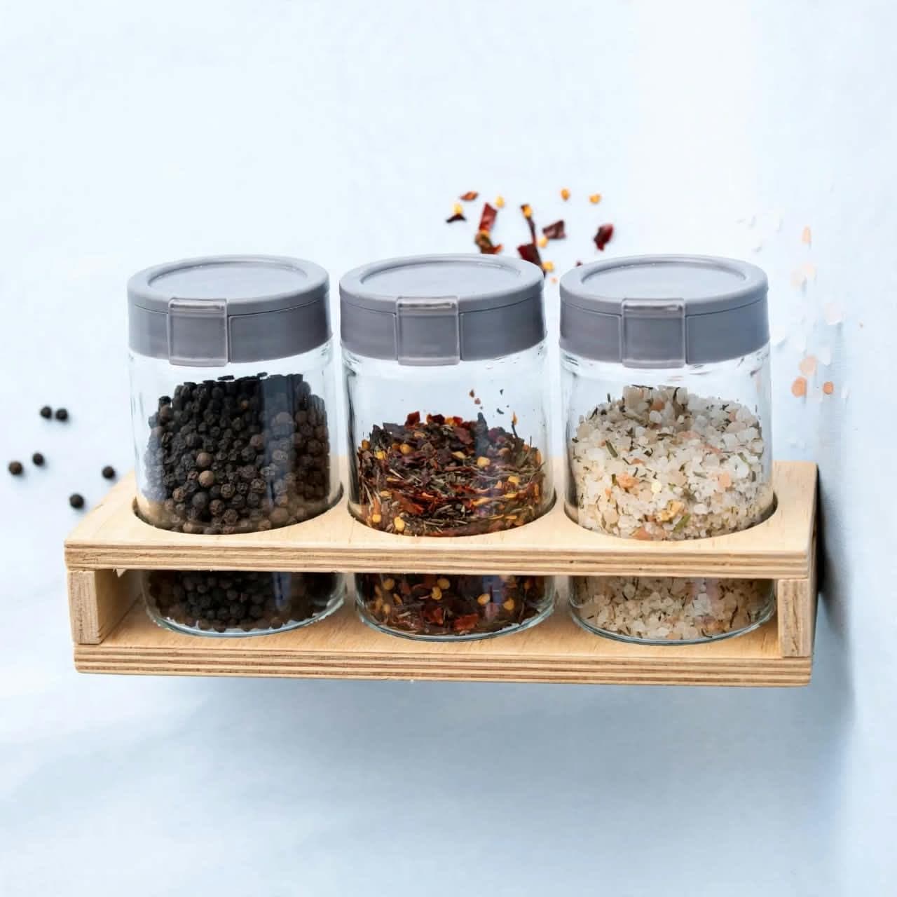 Set 3 Bocaux Amor Paris avec Support en Bois - Hane