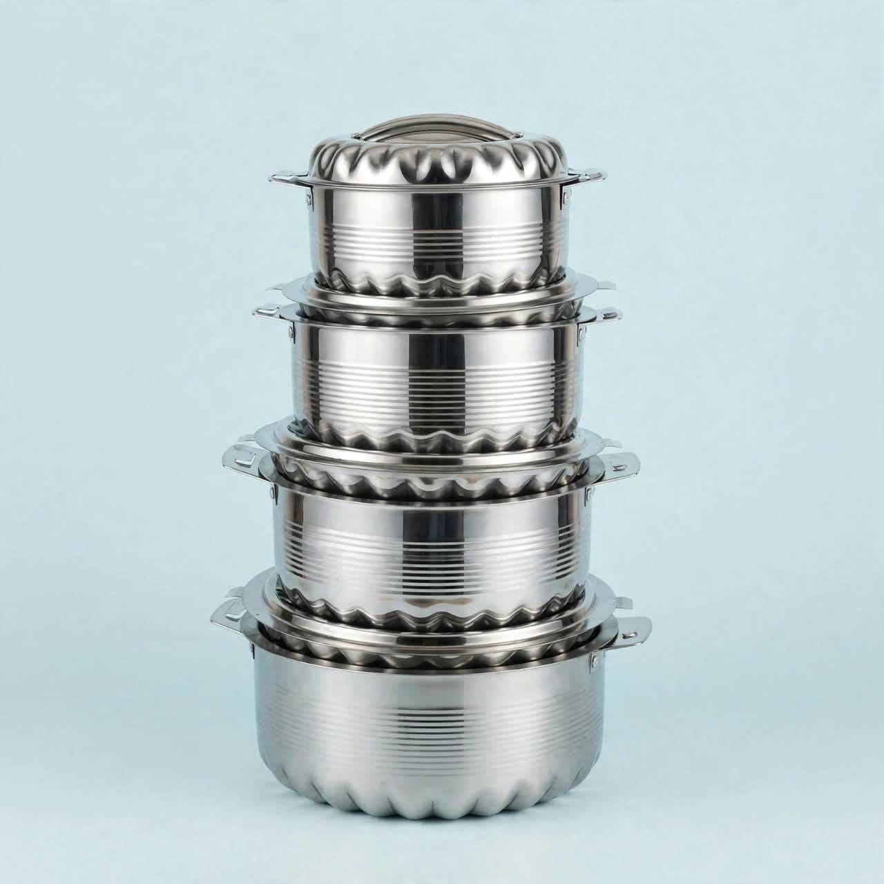 Set de 4 Marmites Thermiques Inox - 1000 / 2000 / 3000 / 4000 ml